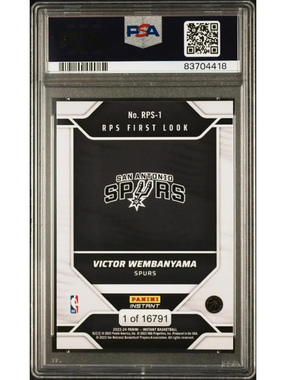 2023-24 Panini Instant  RPS First Look #RPS-1 Victor Wembanyama  PSA 10